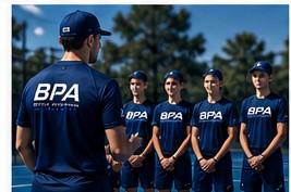 Bayside Pickleball Academy players ready at the kitchen line during a coaching session